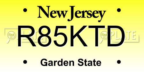 R85KTD New Jersey License Plate