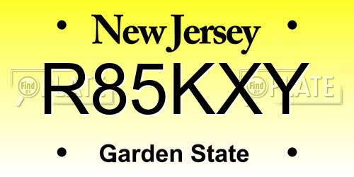 R85KXY New Jersey License Plate