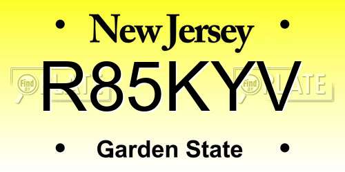 R85KYV New Jersey License Plate