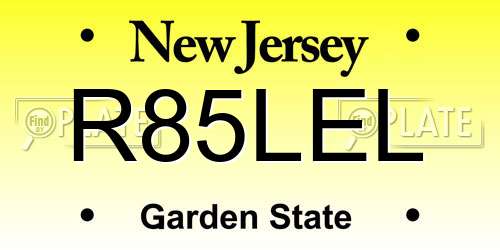 R85LEL New Jersey License Plate