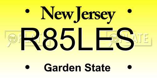 R85LES New Jersey License Plate