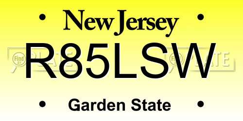 R85LSW New Jersey License Plate