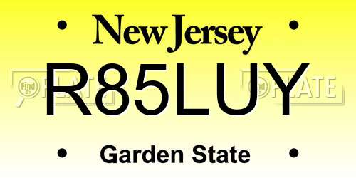 R85LUY New Jersey License Plate