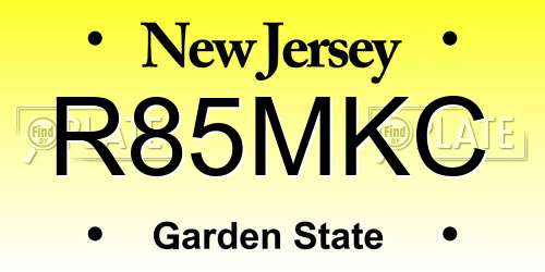 R85MKC New Jersey License Plate