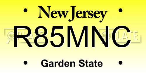 R85MNC New Jersey License Plate