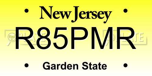 R85PMR New Jersey License Plate