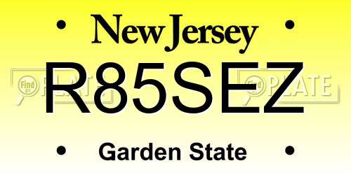 R85SEZ New Jersey License Plate