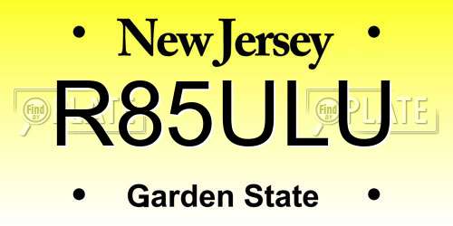 R85ULU New Jersey License Plate