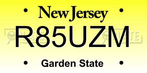R85UZM New Jersey License Plate