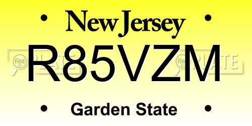 R85VZM New Jersey License Plate