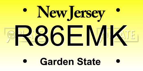 R86EMK New Jersey License Plate