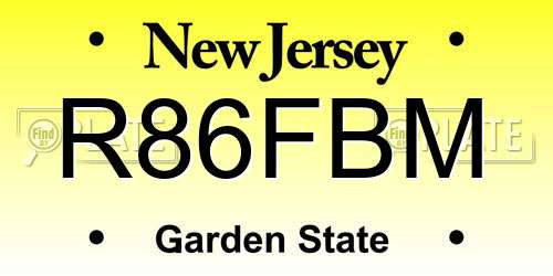 R86FBM New Jersey License Plate