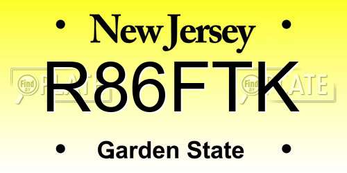 R86FTK New Jersey License Plate