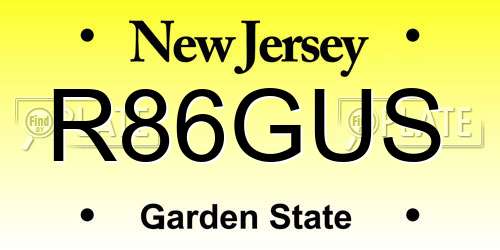 R86GUS New Jersey License Plate