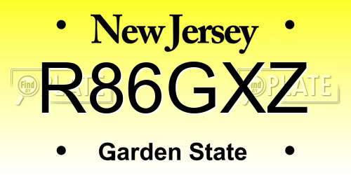 R86GXZ New Jersey License Plate