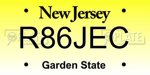 R86JEC New Jersey License Plate