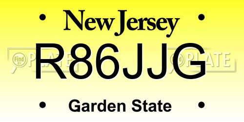 R86JJG New Jersey License Plate