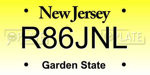 R86JNL New Jersey License Plate