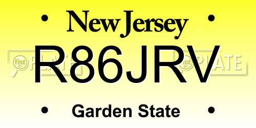 R86JRV New Jersey License Plate