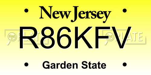 R86KFV New Jersey License Plate