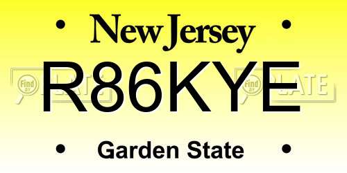 R86KYE New Jersey License Plate