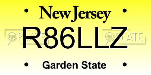 R86LLZ New Jersey License Plate