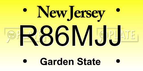 R86MJJ New Jersey License Plate