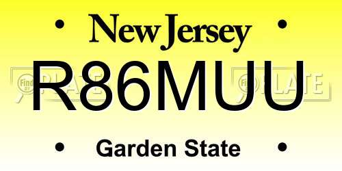 R86MUU New Jersey License Plate