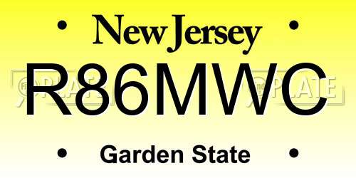 R86MWC New Jersey License Plate