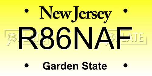 R86NAF New Jersey License Plate