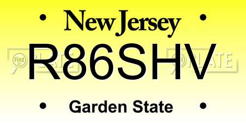 R86SHV New Jersey License Plate