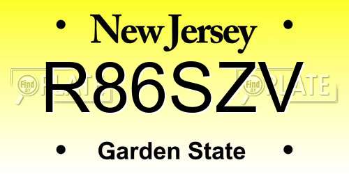 R86SZV New Jersey License Plate