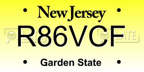 R86VCF New Jersey License Plate