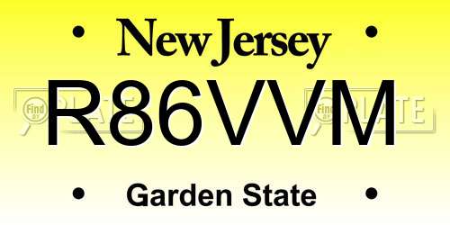 R86VVM New Jersey License Plate