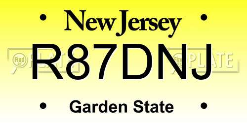 R87DNJ New Jersey License Plate