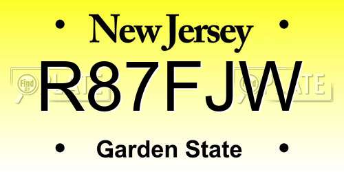 R87FJW New Jersey License Plate