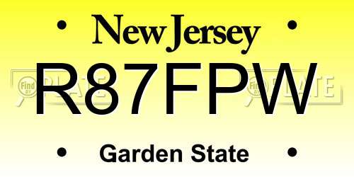 R87FPW New Jersey License Plate
