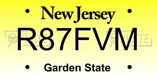R87FVM New Jersey License Plate