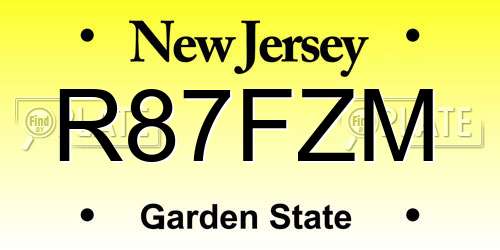 R87FZM New Jersey License Plate