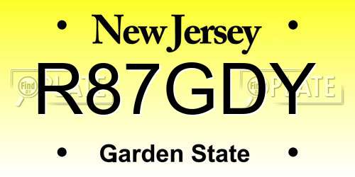 R87GDY New Jersey License Plate