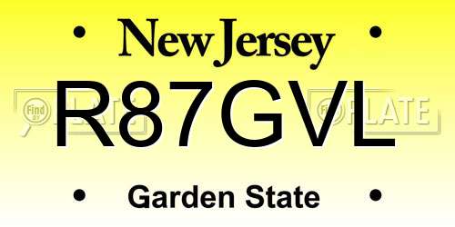 R87GVL New Jersey License Plate