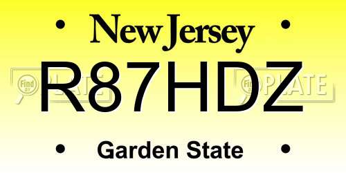 R87HDZ New Jersey License Plate