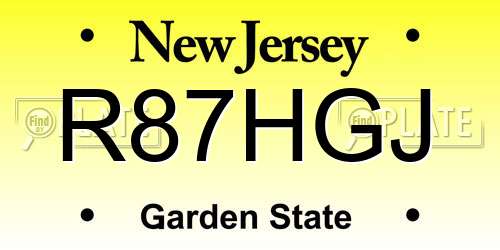 R87HGJ New Jersey License Plate