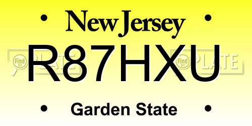 R87HXU New Jersey License Plate