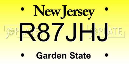 R87JHJ New Jersey License Plate