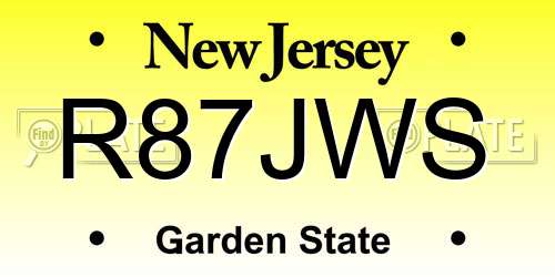 R87JWS New Jersey License Plate