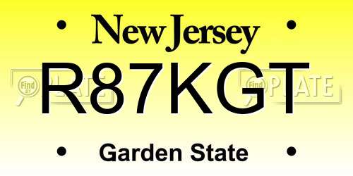 R87KGT New Jersey License Plate