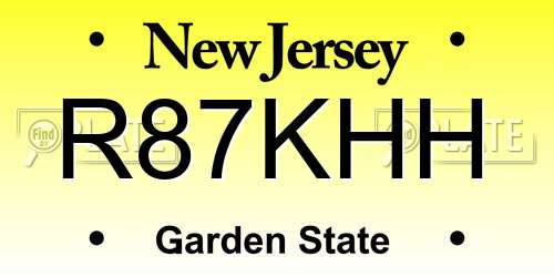 R87KHH New Jersey License Plate