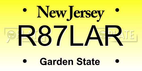 R87LAR New Jersey License Plate