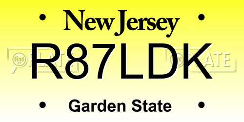 R87LDK New Jersey License Plate
